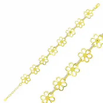 Gümüş Gold Sarı Papatya Bayan Bileklik