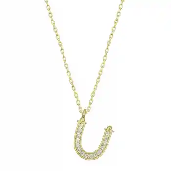 Gümüş Gold Ü Harfi Kadın Kolye