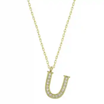 Gümüş Gold U Harfi Kadın Kolye