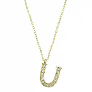 Gümüş Gold U Harfi Kadın Kolye