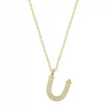 Gümüş Gold Ü Harfi Kadın Kolye