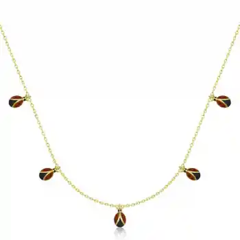 Gümüş Gold Uğur Böceği Şans Kadın Kolye