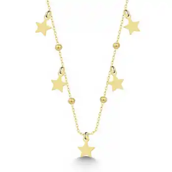 Gümüş Gold Yıldızlı Dorika Kadın Kolye