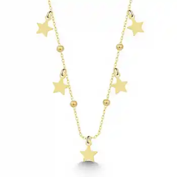 Gümüş Gold Yıldızlı Dorika Kadın Kolye