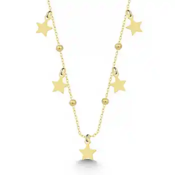 Gümüş Gold Yıldızlı Dorika Kadın Kolye