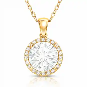 Gümüş Gold Yuvarlak Montür Kadın Kolye