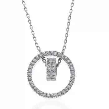 Gümüş İç İçe Geçmiş Halka Kadın Kolye