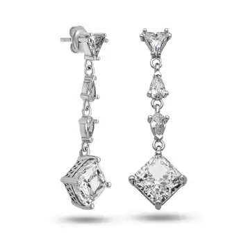 Gümüş Ice Cut Zirkon Taşlı Işıltılı Kadın Küpe