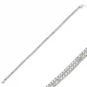 Gümüş İki Sıra Su Yolu Bayan Bileklik