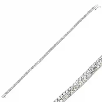 Gümüş İki Sıra Su Yolu Bayan Bileklik