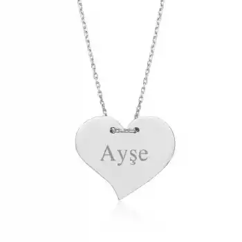Gümüş İsimli Kalp Bayan Kolye