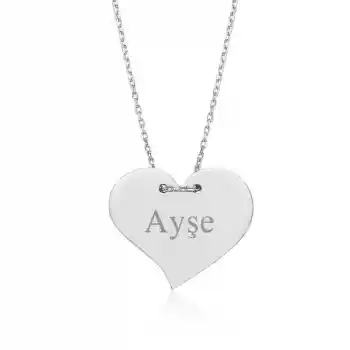 Gümüş İsimli Kalp Bayan Kolye