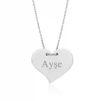 Gümüş İsimli Kalp Bayan Kolye