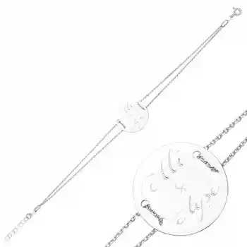 Gümüş İsimli Yuvarlak Plaka Bayan Bileklik