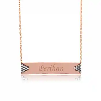 Gümüş İsimlik Plaka Bayan Kolye