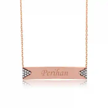Gümüş İsimlik Plaka Bayan Kolye
