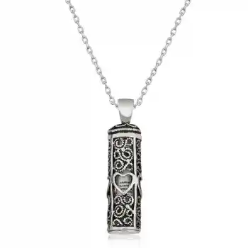 Gümüş Kalp Desenli Cevşen-ül Kebir Kolye