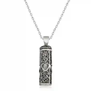 Gümüş Kalp Desenli Cevşen-ül Kebir Kolye