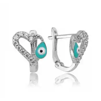 Gümüş Kalp Figürlü Çocuk Küpesi