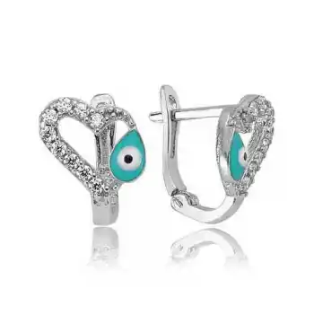 Gümüş Kalp Figürlü Çocuk Küpesi