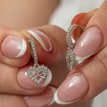 Gümüş Kalp Kurdele Sallantılı Kadın Küpe