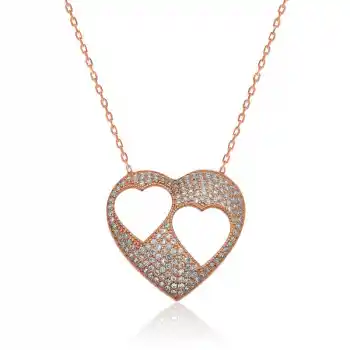 Gümüş Kalpli Bayan Kolye