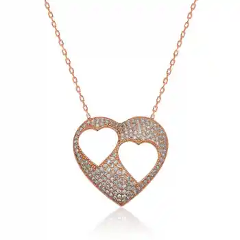 Gümüş Kalpli Bayan Kolye