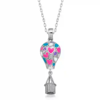 Gümüş Kalpli Kapadokya Balon Kadın Kolye