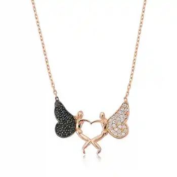 Gümüş Kalpli Melek Bayan Kolye