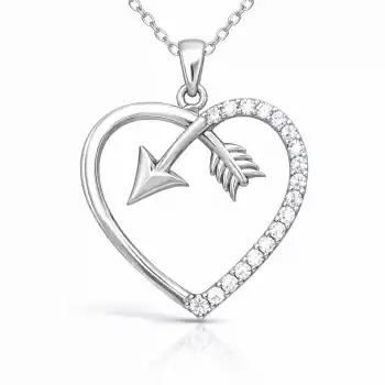 Gümüş Kalpli Ok Kadın Kolye