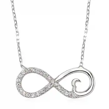 Gümüş Kalpli Sonsuzluk Bayan Kolye