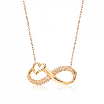 Gümüş Kalpli Sonsuzluk Bayan Kolye
