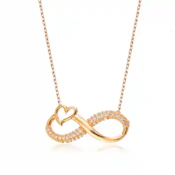 Gümüş Kalpli Sonsuzluk Bayan Kolye