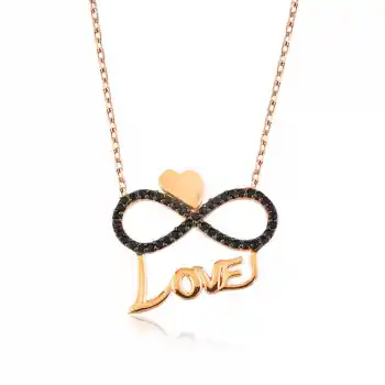 Gümüş Kalpli Sonsuzluk Love Bayan Kolye