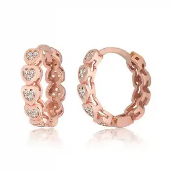 Gümüş Kalpli Zirkon Taşlı Halka Kadın Küpe