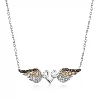 Gümüş Kanatlı Kalp Kolye
