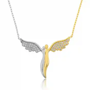 Gümüş Kanatlı Melekler Bayan Kolye