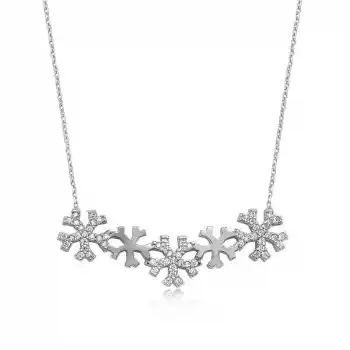 Gümüş Kar Taneleri Bayan Kolye