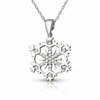 Gümüş Kar Tanesi Kadın Kolye
