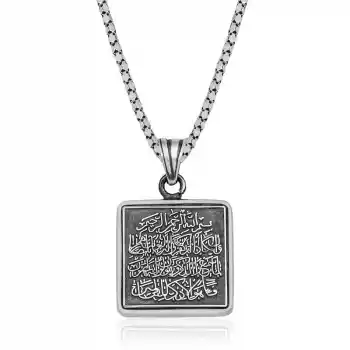 Gümüş Kare Nazar Dualı Cevşen Kolye