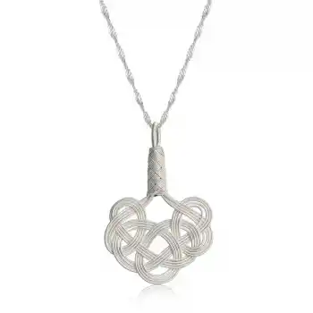 Gümüş Kazaziye Örgü Kadın Kolye