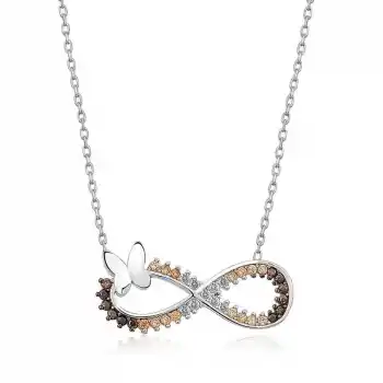 Gümüş Kelebekli Sonsuzluk Kolye