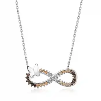 Gümüş Kelebekli Sonsuzluk Kolye