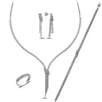 Gümüş Kemerli Su Yolu Gelinlik Kadın Set