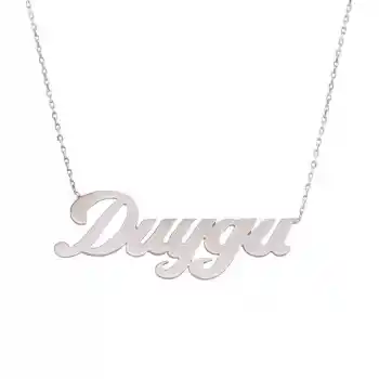 Gümüş Kişiye Özel İsimli Bayan Kolye