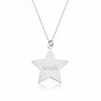 Gümüş Kişiye Özel İsimli Yıldız Kolye