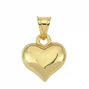 Gümüş Küçük 3 Boyutlu Gold Kalp Kadın Kolye Ucu