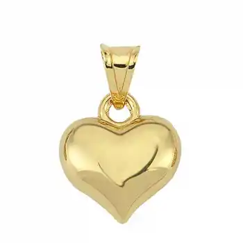 Gümüş Küçük 3 Boyutlu Gold Kalp Kadın Kolye Ucu
