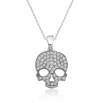 Gümüş Kuru Kafa Bayan Kolye