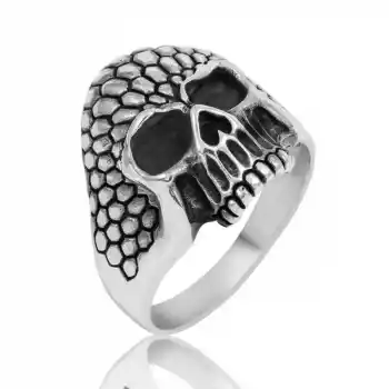 Gümüş Kuru Kafa Erkek Yüzük